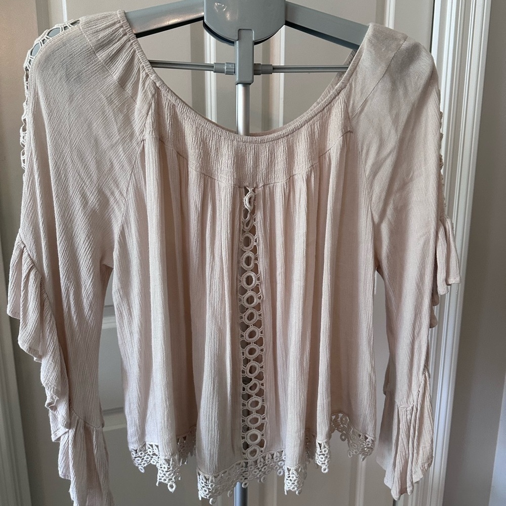 Umgee Cream Lace Detail Blouse